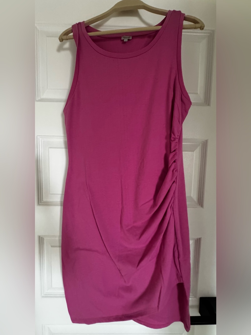 Kismet Sleeveless Ruched Side Midi Dress - Fuchsia